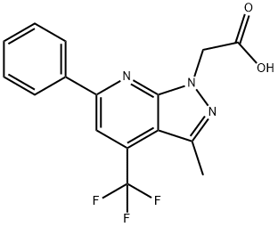 2-(3-甲基-6-苯基-4-(三氟甲基)-1H-吡唑并[3,4-B]吡啶-1-基)乙酸 结构式