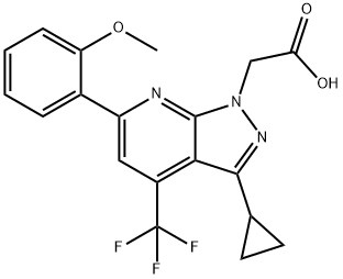 2-(3-环丙基-6-(2-甲氧基苯基)-4-(三氟甲基)-1H-吡唑并[3,4-B]吡啶-1-基)乙酸, 937606-16-1, 结构式