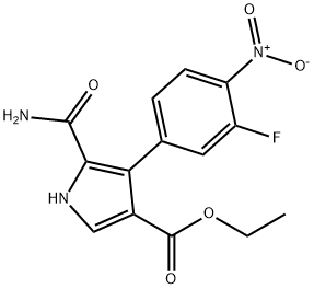 5-Carbamoyl-4-(3-fluoro-4-nitro-phenyl)-1H-pyrrole-3-carboxylic acid ethyl ester|
