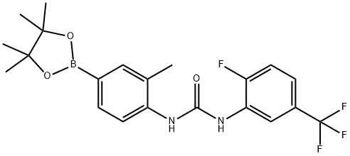 1-(2-Fluoro-5-trifluoromethyl-phenyl)-3-[2-methyl-4-(4,4,5,5-tetramethyl-[1,3,2]dioxaborolan-2-yl)-phenyl]-urea,939807-85-9,结构式