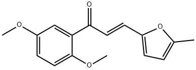 (2E)-1-(2,5-ジメトキシフェニル)-3-(5-メチルフラン-2-イル)プロプ-2-エン-1-オン 化学構造式