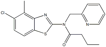 N-(5-chloro-4-methyl-1,3-benzothiazol-2-yl)-N-(pyridin-2-ylmethyl)butanamide 化学構造式