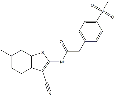 N-(3-cyano-6-methyl-4,5,6,7-tetrahydro-1-benzothiophen-2-yl)-2-(4-methylsulfonylphenyl)acetamide,941883-59-6,结构式