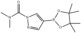 N,N-dimethyl-4-(4,4,5,5-tetramethyl-1,3,2-dioxaborolan-2-yl)-1H-pyrazole-1-carboxamide Struktur