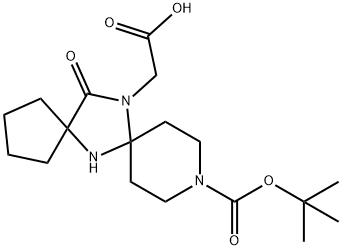 2-{10-[(tert-butoxy)carbonyl]-14-oxo-6,10,13-triazadispiro[4.1.5.2]tetradecan-13-yl}acetic acid 化学構造式