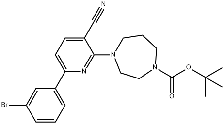tert-butyl 4-[6-(3-bromophenyl)-3-cyanopyridin-2-yl]-1,4-diazepane-1-carboxylate 结构式