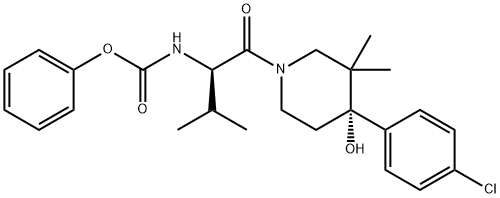 phenyl ((R)-1-((S)-4-(4-chlorophenyl)-4-hydroxy-3,3-dimethylpiperidin-1-yl)-3-methyl-1-oxobutan-2-yl)carbamate Struktur