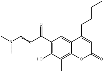 4-Butyl-6-(3-dimethylamino-acryloyl)-7-hydroxy-8-methyl-chromen-2-one Structure
