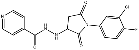 N'-[1-(3-chloro-4-fluorophenyl)-2,5-dioxopyrrolidin-3-yl]pyridine-4-carbohydrazide Struktur