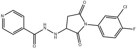 N'-[1-(3-chloro-4-fluorophenyl)-2,5-dioxopyrrolidin-3-yl]pyridine-4-carbohydrazide Structure