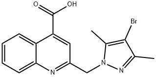 2-[(4-Bromo-3,5-dimethyl-1H-pyrazol-1-yl)methyl]quinoline-4-carboxylic acid|2-[(4-溴-3,5-二甲基-1H-吡唑-1-基)甲基]喹啉-4-羧酸