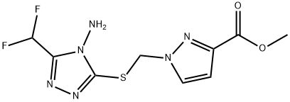 methyl 1-({[4-amino-5-(difluoromethyl)-4H-1,2,4-triazol-3-yl]thio}methyl)-1H-pyrazole-3-carboxylate 化学構造式