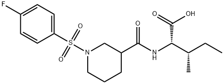 (2S)-2-[[1-(4-fluorophenyl)sulfonylpiperidine-3-carbonyl]amino]-3-methyl-pentanoic acid Struktur