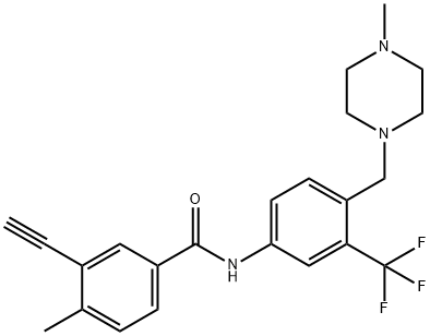 3-ethynyl-4-methyl-N-(4-((4-methylpiperazin-1-yl)methyl)-3-(trifluoromethyl)phenyl)benzamide 化学構造式