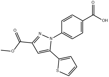 4-[3-(methoxycarbonyl)-5-(thiophen-2-yl)-1H-pyrazol-1-yl]benzoic acid, 957320-47-7, 结构式