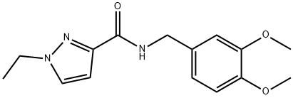 N-[(3,4-dimethoxyphenyl)methyl]-1-ethylpyrazole-3-carboxamide 化学構造式
