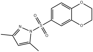 1-(2,3-dihydro-1,4-benzodioxin-6-ylsulfonyl)-3,5-dimethylpyrazole Struktur