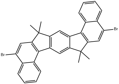 Benzo[g]benz[6,7]indeno[1,2-b]fluorene, 5,13-dibromo-7,15-dihydro-7,7,15,15-tetramethyl- 化学構造式