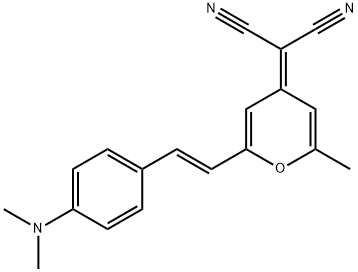 2-[2-[(E)-2-[4-(dimethylamino)phenyl]ethenyl]-6-methylpyran-4-ylidene]propanedinitrile Struktur