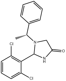 (R)-2-(2,6-dichlorophenyl)-1-(1-phenylethyl)imidazolidin-4-one Structure