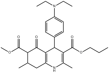 6-methyl 3-propyl 4-(4-(diethylamino)phenyl)-2,7-dimethyl-5-oxo-1,4,5,6,7,8-hexahydroquinoline-3,6-dicarboxylate Struktur