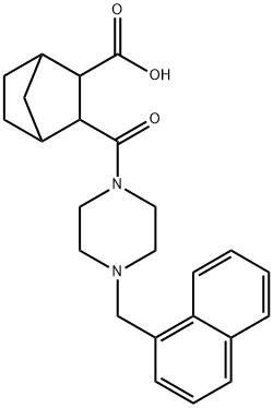 3-(4-(naphthalen-1-ylmethyl)piperazine-1-carbonyl)bicyclo[2.2.1]heptane-2-carboxylic acid Struktur