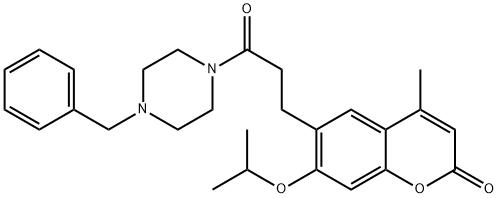 6-[3-(4-benzylpiperazin-1-yl)-3-oxopropyl]-4-methyl-7-(propan-2-yloxy)-2H-chromen-2-one 结构式