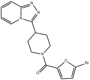 (5-bromofuran-2-yl)[4-([1,2,4]triazolo[4,3-a]pyridin-3-yl)piperidin-1-yl]methanone Struktur