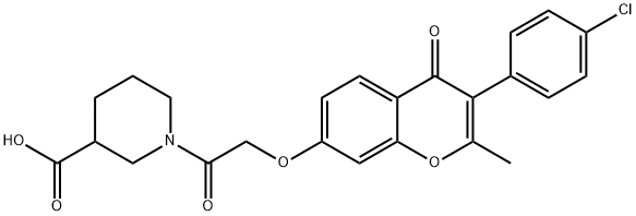 1-({[3-(4-chlorophenyl)-2-methyl-4-oxo-4H-chromen-7-yl]oxy}acetyl)piperidine-3-carboxylic acid 结构式