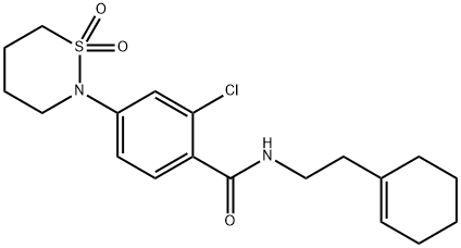 2-chloro-N-[2-(1-cyclohexen-1-yl)ethyl]-4-(1,1-dioxido-1,2-thiazinan-2-yl)benzamide Struktur