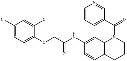 2-(2,4-dichlorophenoxy)-N-[1-(pyridin-3-ylcarbonyl)-1,2,3,4-tetrahydroquinolin-7-yl]acetamide 化学構造式