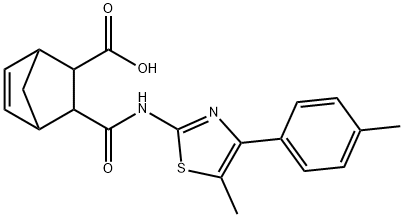 3-((5-methyl-4-(p-tolyl)thiazol-2-yl)carbamoyl)bicyclo[2.2.1]hept-5-ene-2-carboxylic acid|