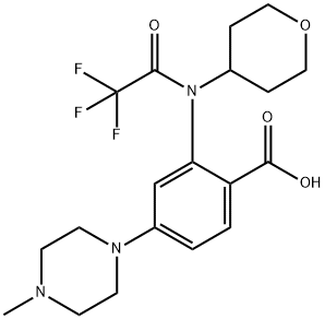 4-(4-methylpiperazin-1-yl)-2-(2,2,2-trifluoro-N-(tetrahydro-2H-pyran-4-yl)acetamido)benzoic acid Structure