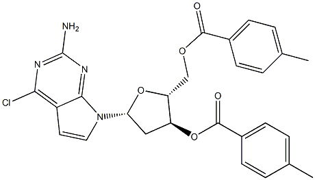 (2R,3S,5R)-5-(2-amino-4-chloro-7H-pyrrolo[2,3-d]pyrimidin-7-yl)-2-(((4-methylbenzoyl)oxy)methyl)tetrahydrofuran-3-yl 4-methylbenzoate 化学構造式