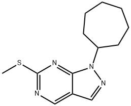1-cycloheptyl-6-(methylthio)-1H-pyrazolo[3,4-d]pyrimidine 化学構造式