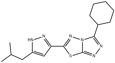 3-cyclohexyl-6-(3-isobutyl-1H-pyrazol-5-yl)[1,2,4]triazolo[3,4-b][1,3,4]thiadiazole,1045811-32-2,结构式