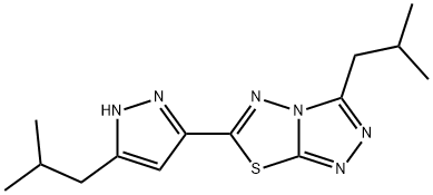 3-(2-methylpropyl)-6-[5-(2-methylpropyl)-1H-pyrazol-3-yl][1,2,4]triazolo[3,4-b][1,3,4]thiadiazole Struktur