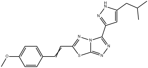 3-(3-isobutyl-1H-pyrazol-5-yl)-6-[(E)-2-(4-methoxyphenyl)ethenyl][1,2,4]triazolo[3,4-b][1,3,4]thiadiazole Struktur