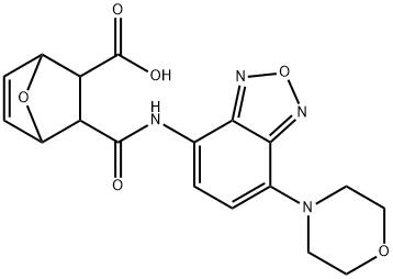 3-((7-morpholinobenzo[c][1,2,5]oxadiazol-4-yl)carbamoyl)-7-oxabicyclo[2.2.1]hept-5-ene-2-carboxylic acid 化学構造式
