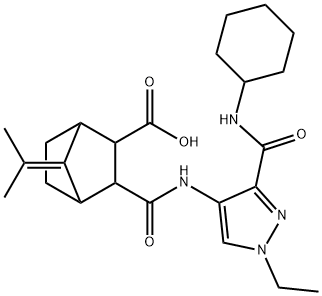 1052569-28-4 3-((3-(cyclohexylcarbamoyl)-1-ethyl-1H-pyrazol-4-yl)carbamoyl)-7-(propan-2-ylidene)bicyclo[2.2.1]heptane-2-carboxylic acid