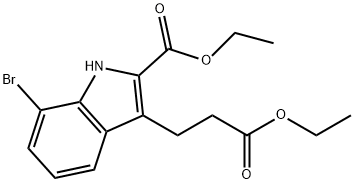 7-ブロモ-3-(3-エトキシ-3-オキソプロピル)-1H-インドール-2-カルボン酸エチル 化学構造式
