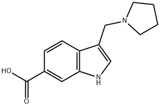3-(pyrrolidin-1-ylmethyl)-1H-indole-6-carboxylic acid 化学構造式