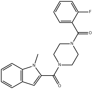 (2-fluorophenyl){4-[(1-methyl-1H-indol-2-yl)carbonyl]piperazin-1-yl}methanone Struktur