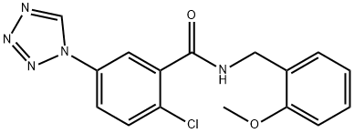 2-chloro-N-(2-methoxybenzyl)-5-(1H-tetrazol-1-yl)benzamide 结构式