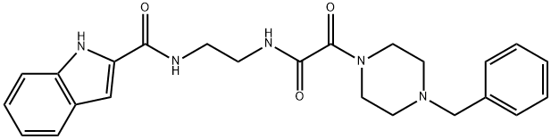 N-(2-{[(4-benzylpiperazin-1-yl)(oxo)acetyl]amino}ethyl)-1H-indole-2-carboxamide 化学構造式