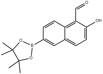 2-hydroxy-6-(4,4,5,5-tetramethyl-1,3,2-dioxaborolan-2-yl)-1-naphthaldehyde Struktur
