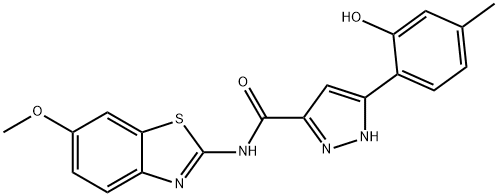 3-(2-hydroxy-4-methylphenyl)-N-(6-methoxy-1,3-benzothiazol-2-yl)-1H-pyrazole-5-carboxamide Struktur