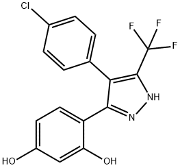 4-[4-(4-chlorophenyl)-5-(trifluoromethyl)-1H-pyrazol-3-yl]benzene-1,3-diol Struktur