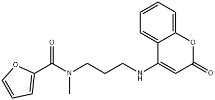 N-methyl-N-{3-[(2-oxo-2H-chromen-4-yl)amino]propyl}-2-furamide Struktur