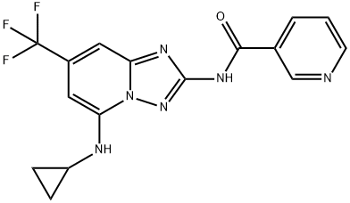 N-(5-(cyclopropylamino)-7-(trifluoromethyl)-[1,2,4]triazolo[1,5-a]pyridin-2-yl)nicotinamide Struktur
